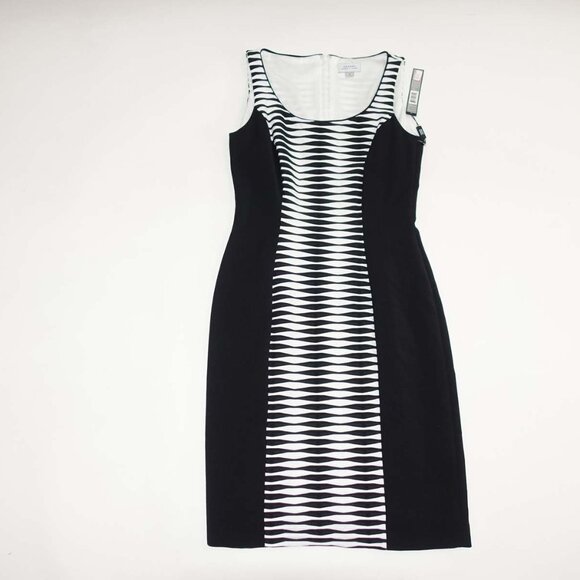 Tahari Arthur S. Levine Women's Sleeveless Sheath Dress Size 2 NWT Black White - Picture 1 of 8